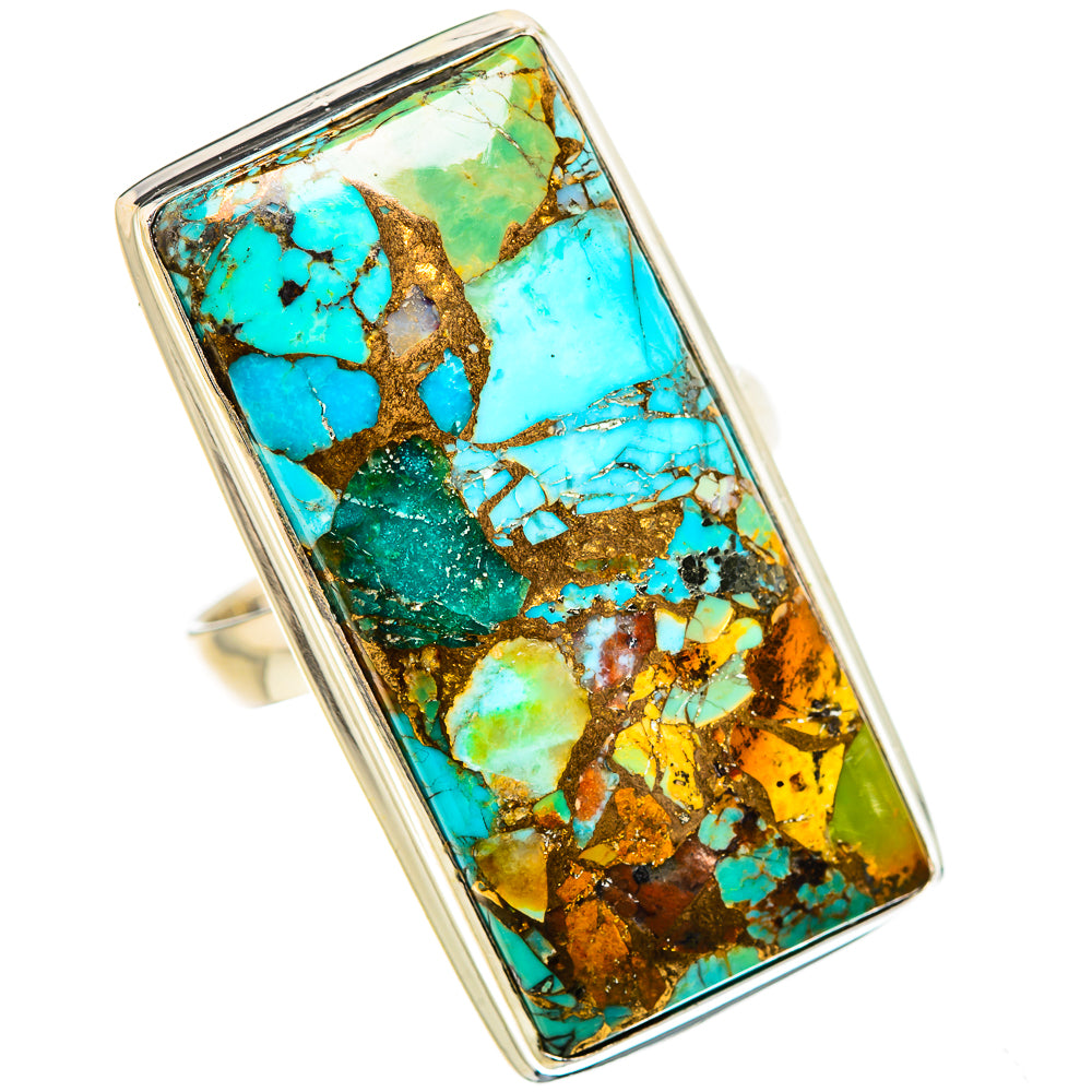 Kingman Mohave Turquoise Rings handcrafted by Ana Silver Co - RING132079 - Photo 2