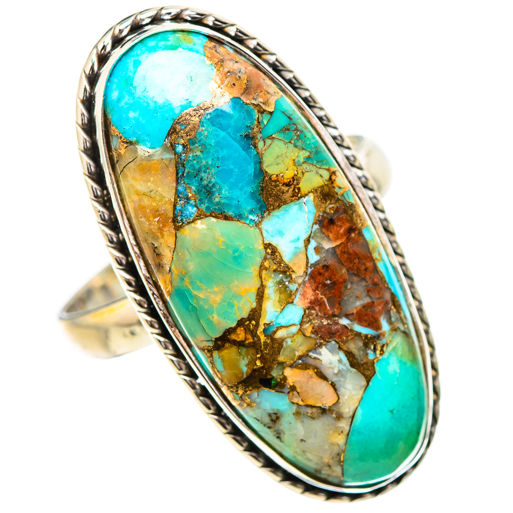 Kingman Mohave Turquoise Rings handcrafted by Ana Silver Co - RING132100 - Photo 2