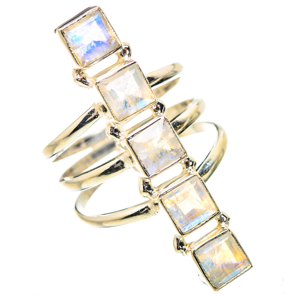 Rainbow Moonstone Rings handcrafted by Ana Silver Co - RING132108 - Photo 2