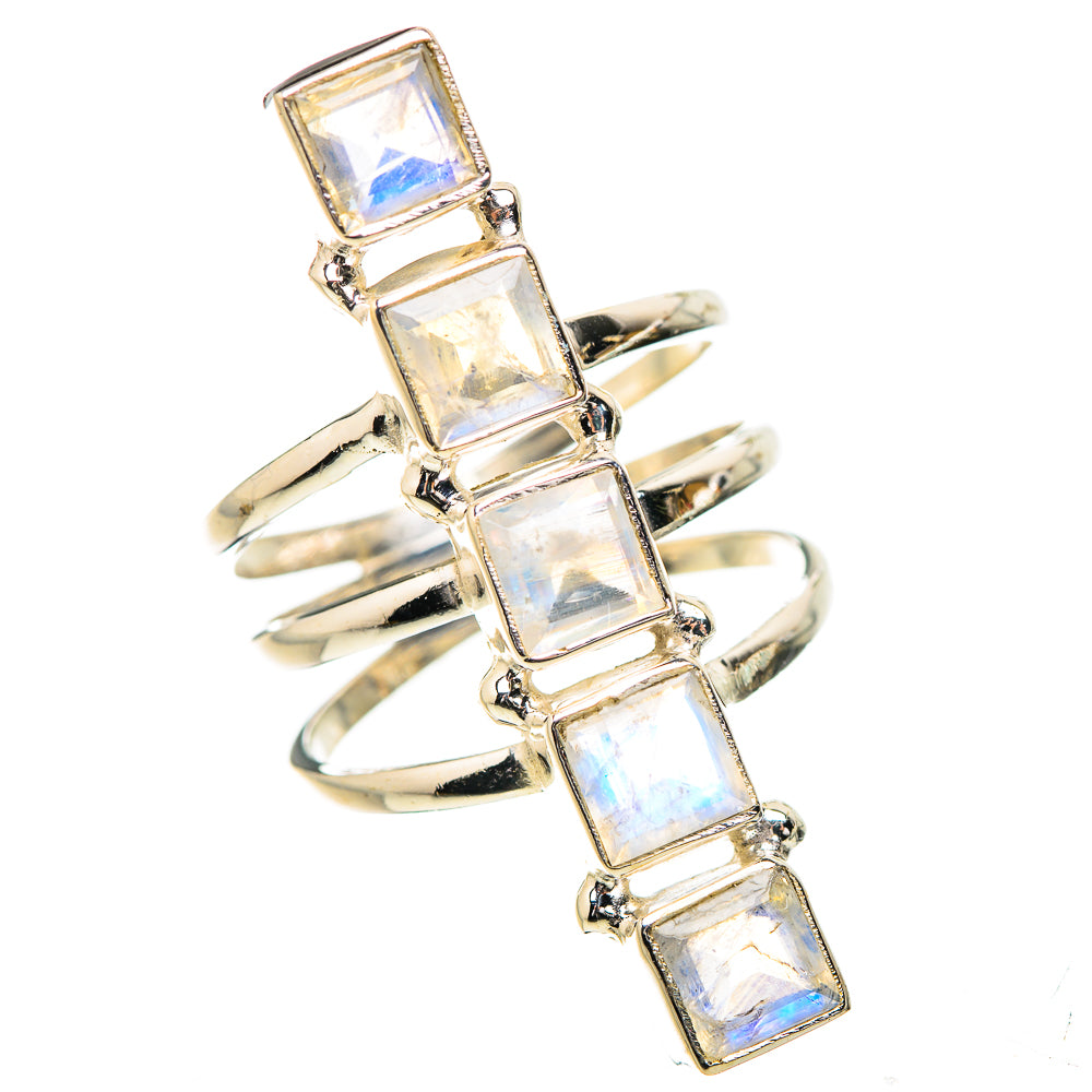 Rainbow Moonstone Rings handcrafted by Ana Silver Co - RING132123 - Photo 2