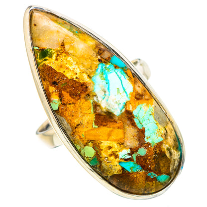 Kingman Mohave Turquoise Rings handcrafted by Ana Silver Co - RING132126 - Photo 2