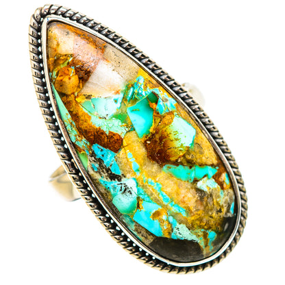 Kingman Mohave Turquoise Rings handcrafted by Ana Silver Co - RING132128 - Photo 2