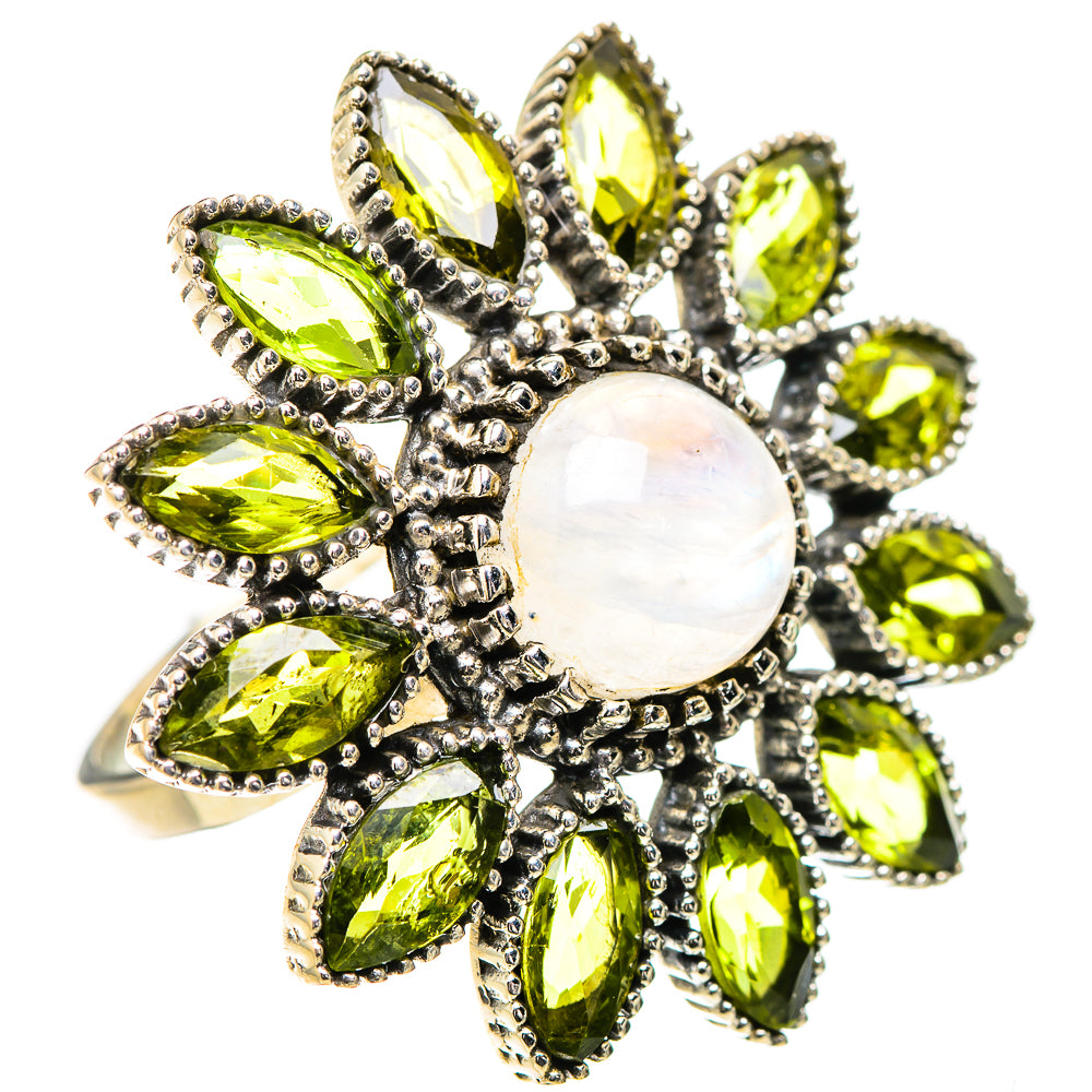Rainbow Moonstone Rings handcrafted by Ana Silver Co - RING132133 - Photo 2