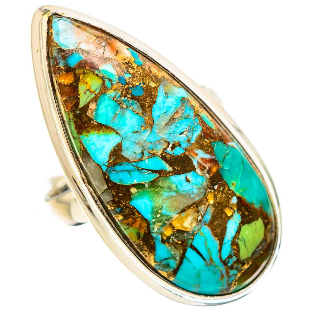 Kingman Mohave Turquoise Rings handcrafted by Ana Silver Co - RING132143 - Photo 2