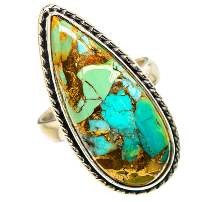 Kingman Mohave Turquoise Rings handcrafted by Ana Silver Co - RING132146 - Photo 2