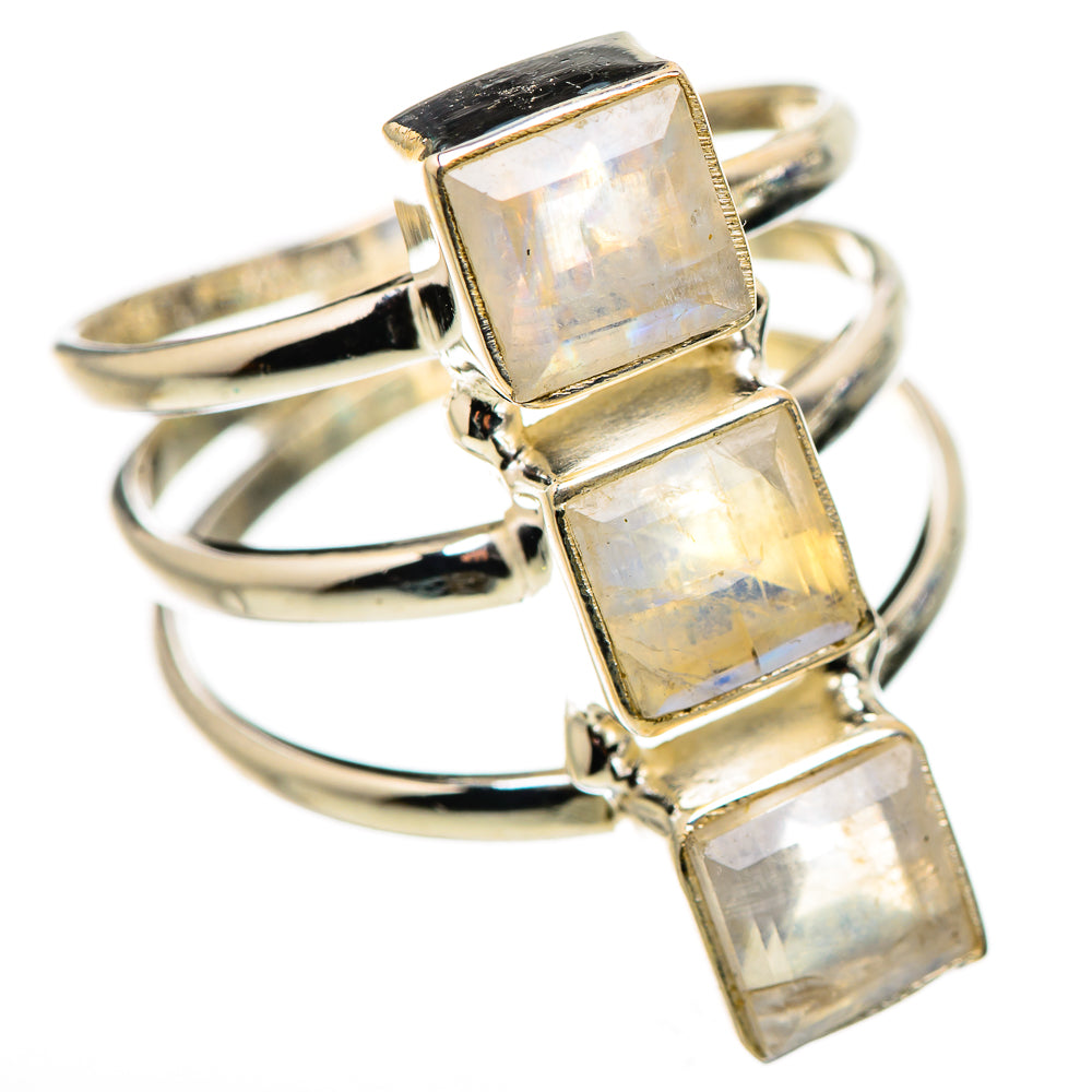 Rainbow Moonstone Rings handcrafted by Ana Silver Co - RING132209 - Photo 2
