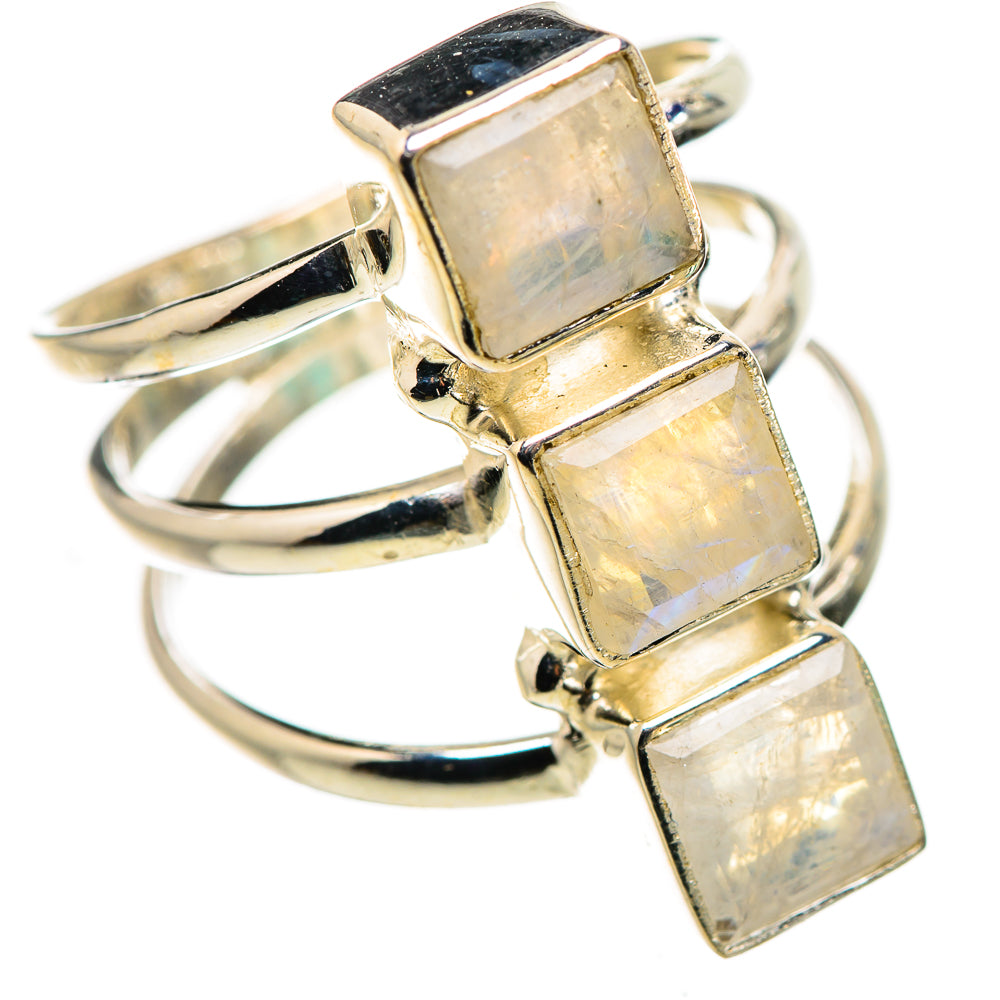Rainbow Moonstone Rings handcrafted by Ana Silver Co - RING132224 - Photo 2
