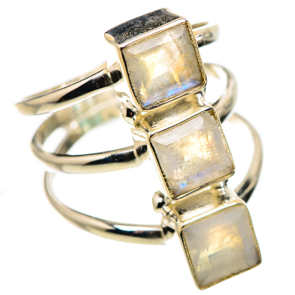 Rainbow Moonstone Rings handcrafted by Ana Silver Co - RING132238 - Photo 2