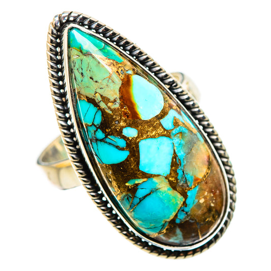 Kingman Mohave Turquoise Rings handcrafted by Ana Silver Co - RING132270 - Photo 2