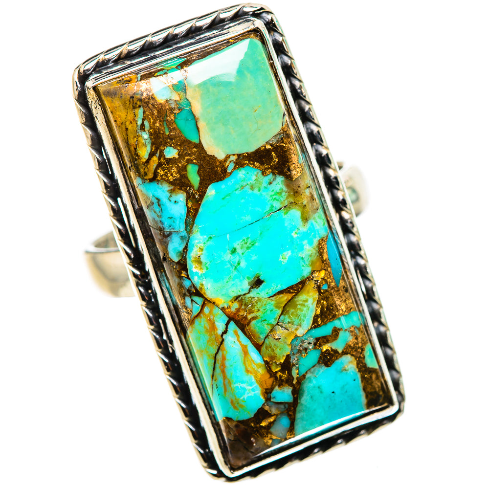 Kingman Mohave Turquoise Rings handcrafted by Ana Silver Co - RING132271 - Photo 2