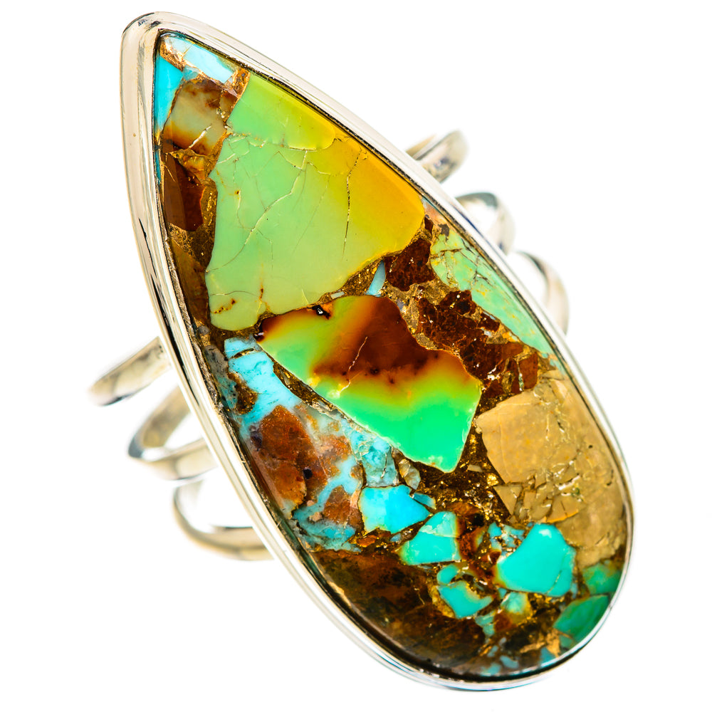 Kingman Mohave Turquoise Rings handcrafted by Ana Silver Co - RING132285 - Photo 2