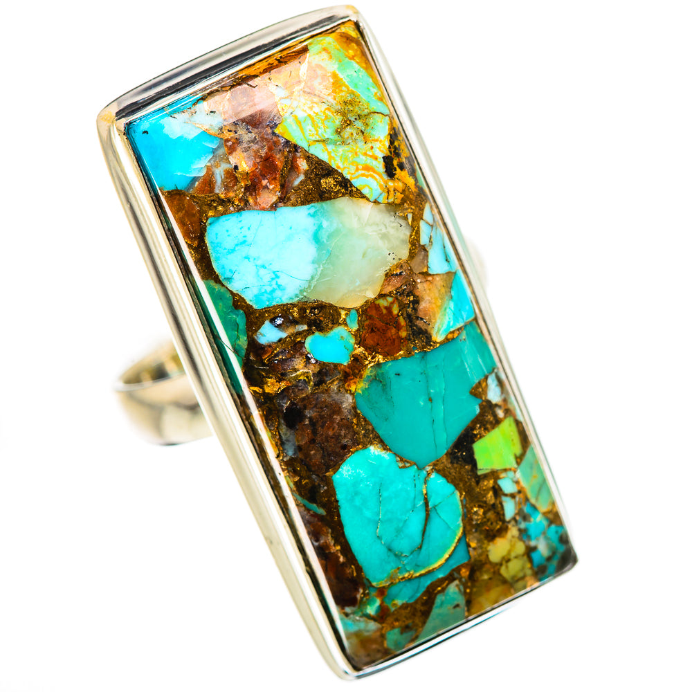 Kingman Mohave Turquoise Rings handcrafted by Ana Silver Co - RING132305 - Photo 2