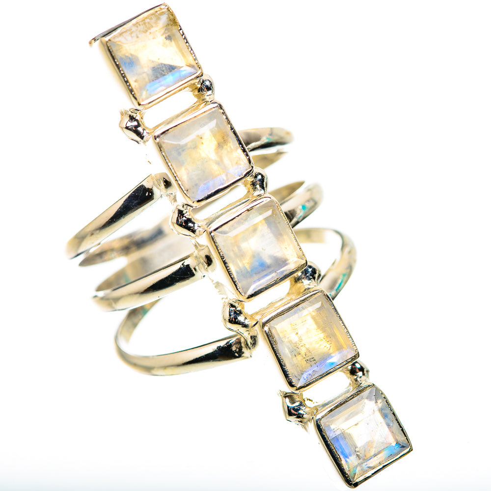 Rainbow Moonstone Rings handcrafted by Ana Silver Co - RING132319 - Photo 2
