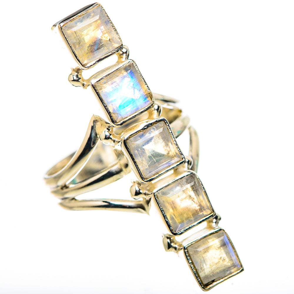 Rainbow Moonstone Rings handcrafted by Ana Silver Co - RING132320 - Photo 2