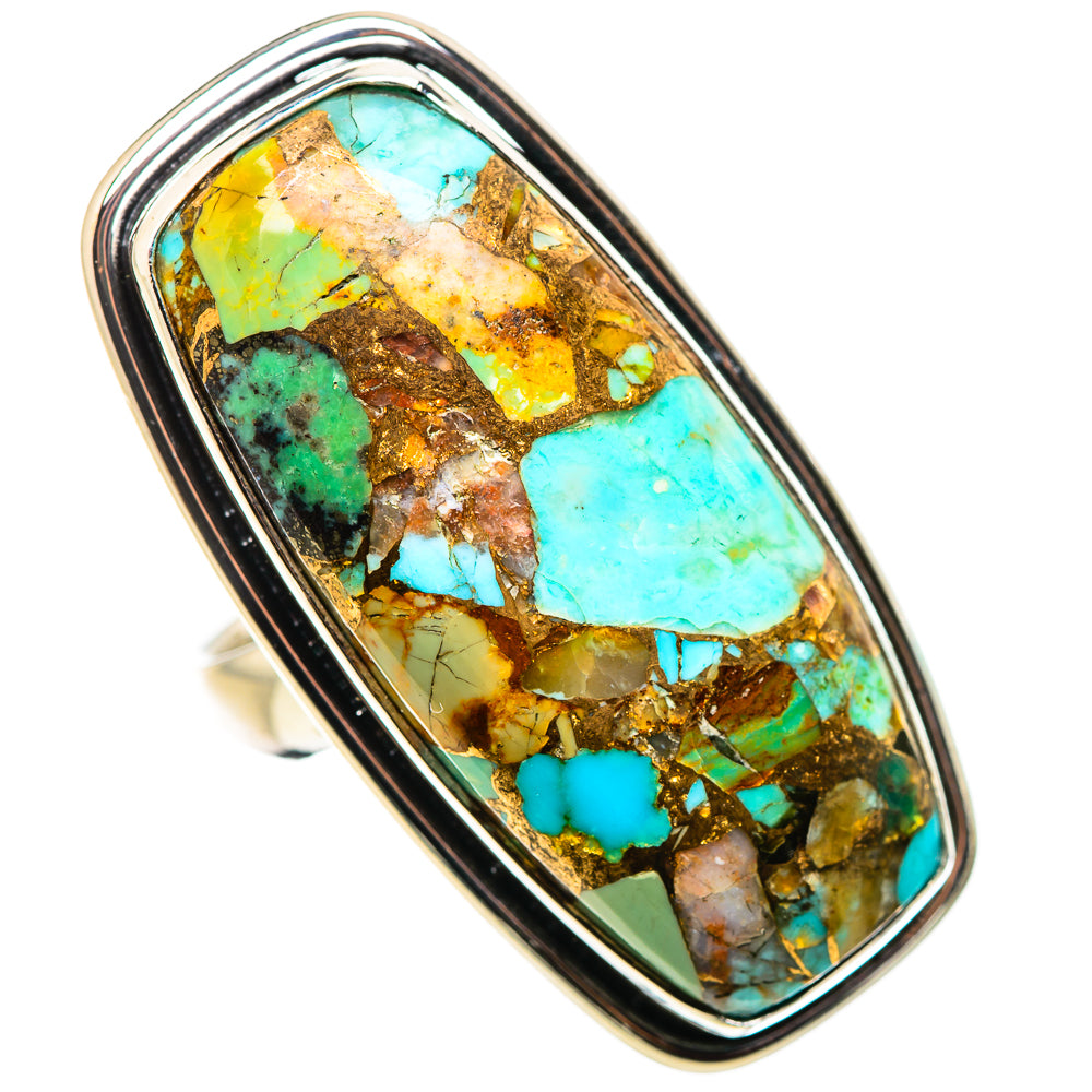 Kingman Mohave Turquoise Rings handcrafted by Ana Silver Co - RING132342 - Photo 2