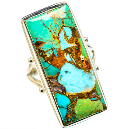 Kingman Mohave Turquoise Rings handcrafted by Ana Silver Co - RING132349 - Photo 2