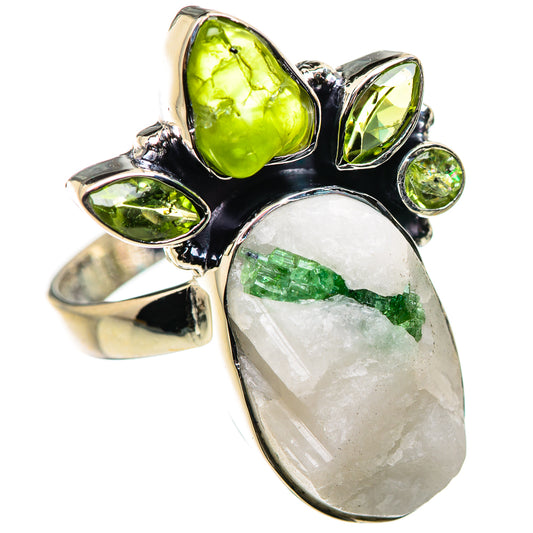 Green Tourmaline In Quartz Rings handcrafted by Ana Silver Co - RING132375 - Photo 2