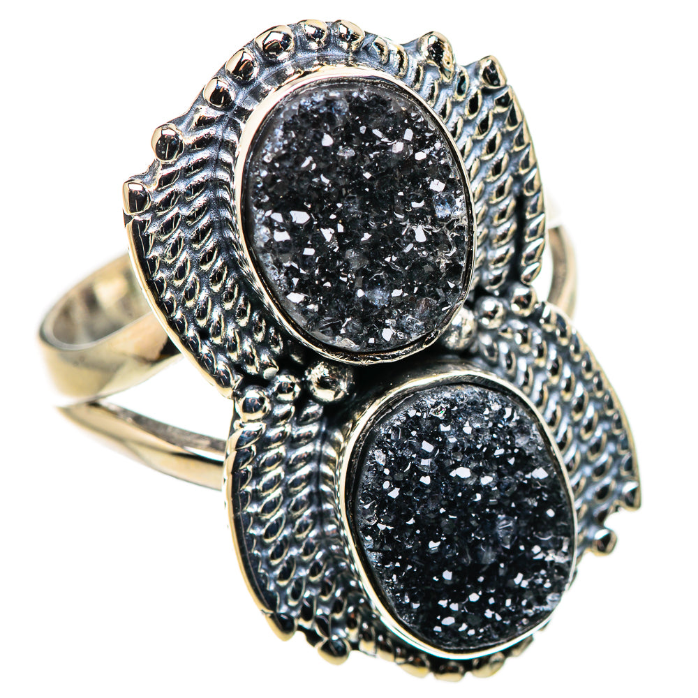 Black Druzy Rings handcrafted by Ana Silver Co - RING132384 - Photo 2