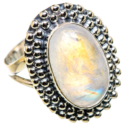 Rainbow Moonstone Rings handcrafted by Ana Silver Co - RING132387 - Photo 2