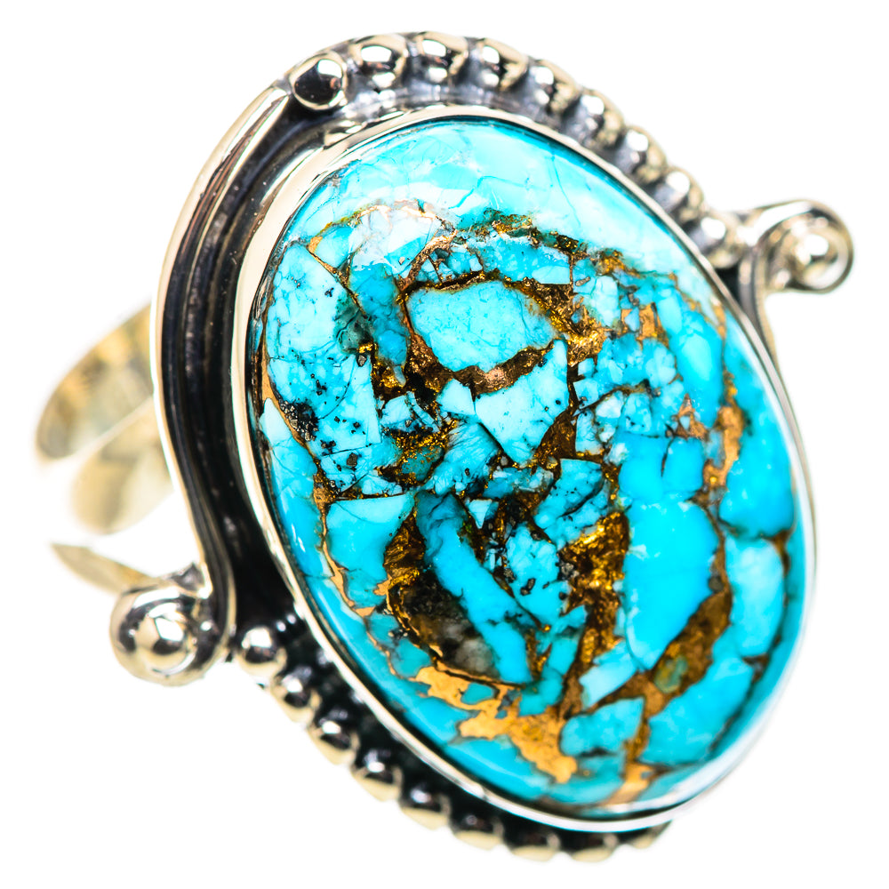 Blue Copper Composite Turquoise Rings handcrafted by Ana Silver Co - RING132392 - Photo 2