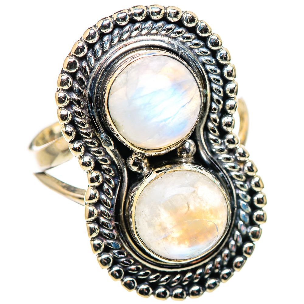 Rainbow Moonstone Rings handcrafted by Ana Silver Co - RING132406 - Photo 2