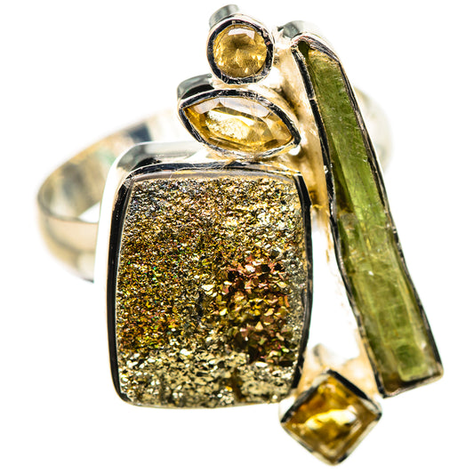Spectro Pyrite Druzy Rings handcrafted by Ana Silver Co - RING132407 - Photo 2