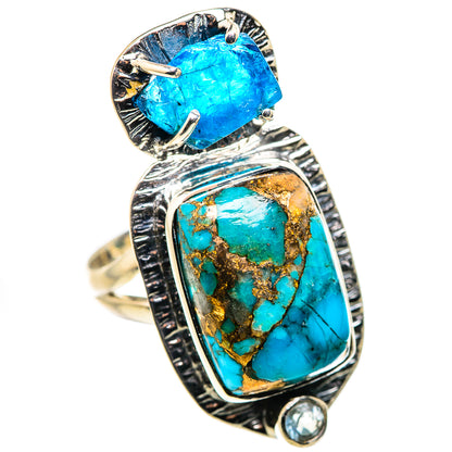Blue Copper Composite Turquoise Rings handcrafted by Ana Silver Co - RING132413 - Photo 2