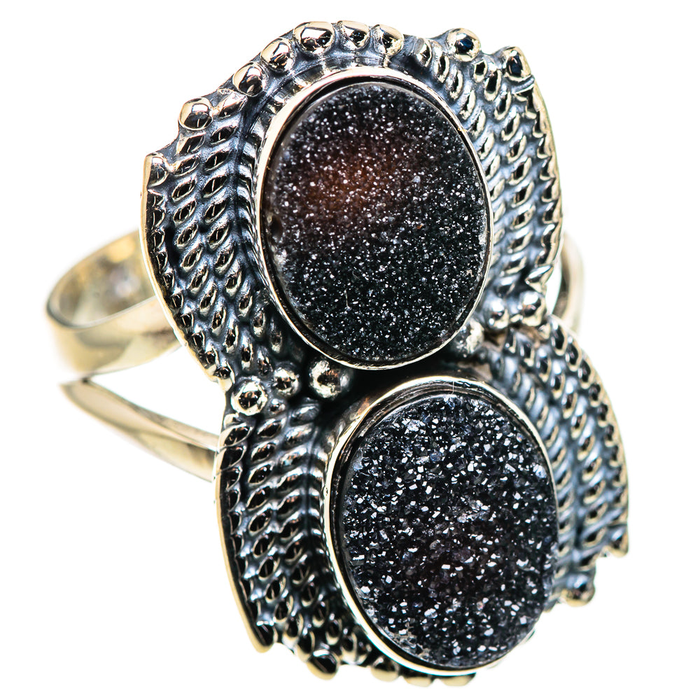 Black Druzy Rings handcrafted by Ana Silver Co - RING132424 - Photo 2