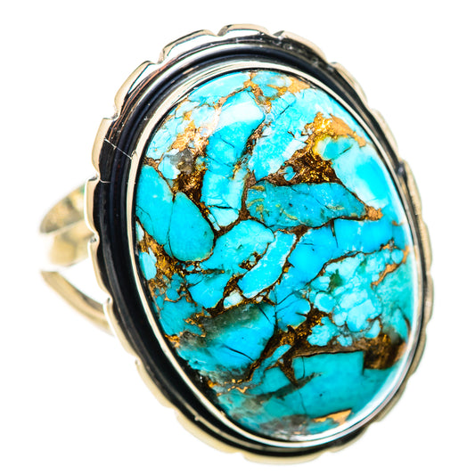 Blue Copper Composite Turquoise Rings handcrafted by Ana Silver Co - RING132432 - Photo 2