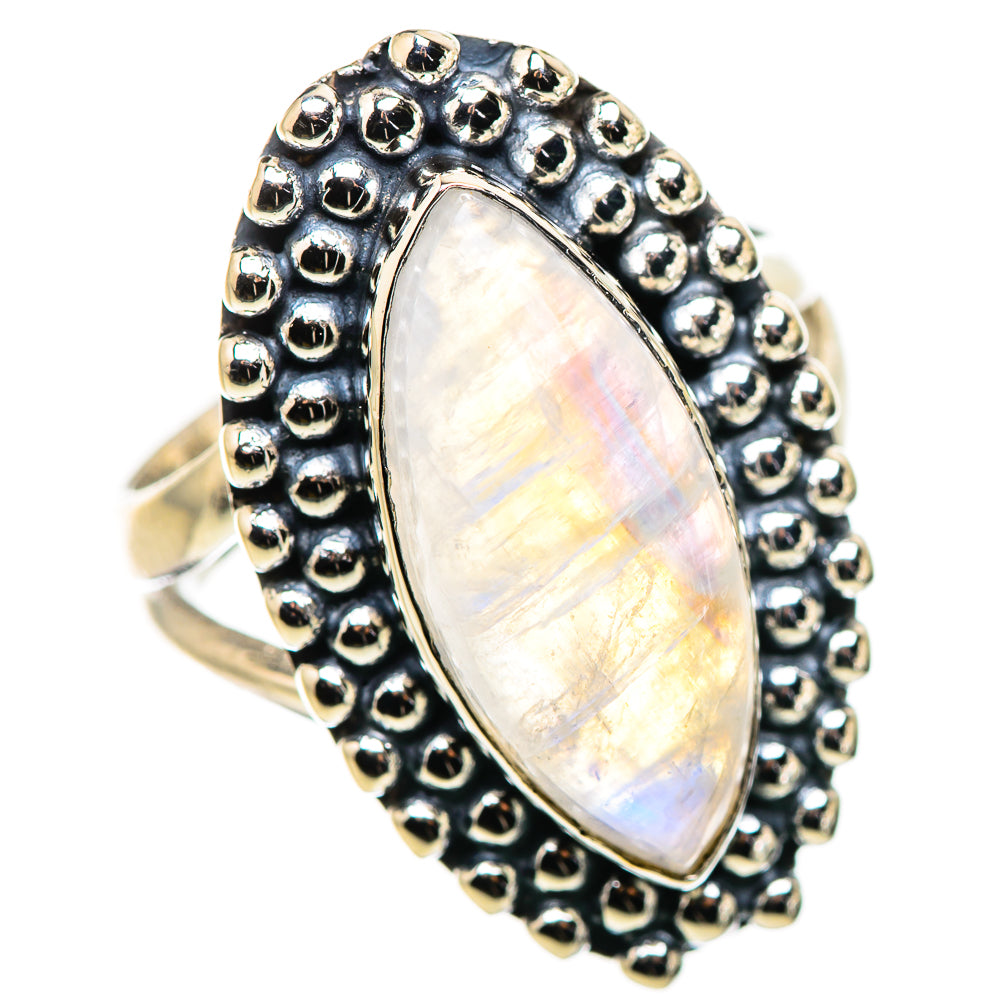 Rainbow Moonstone Rings handcrafted by Ana Silver Co - RING132443 - Photo 2
