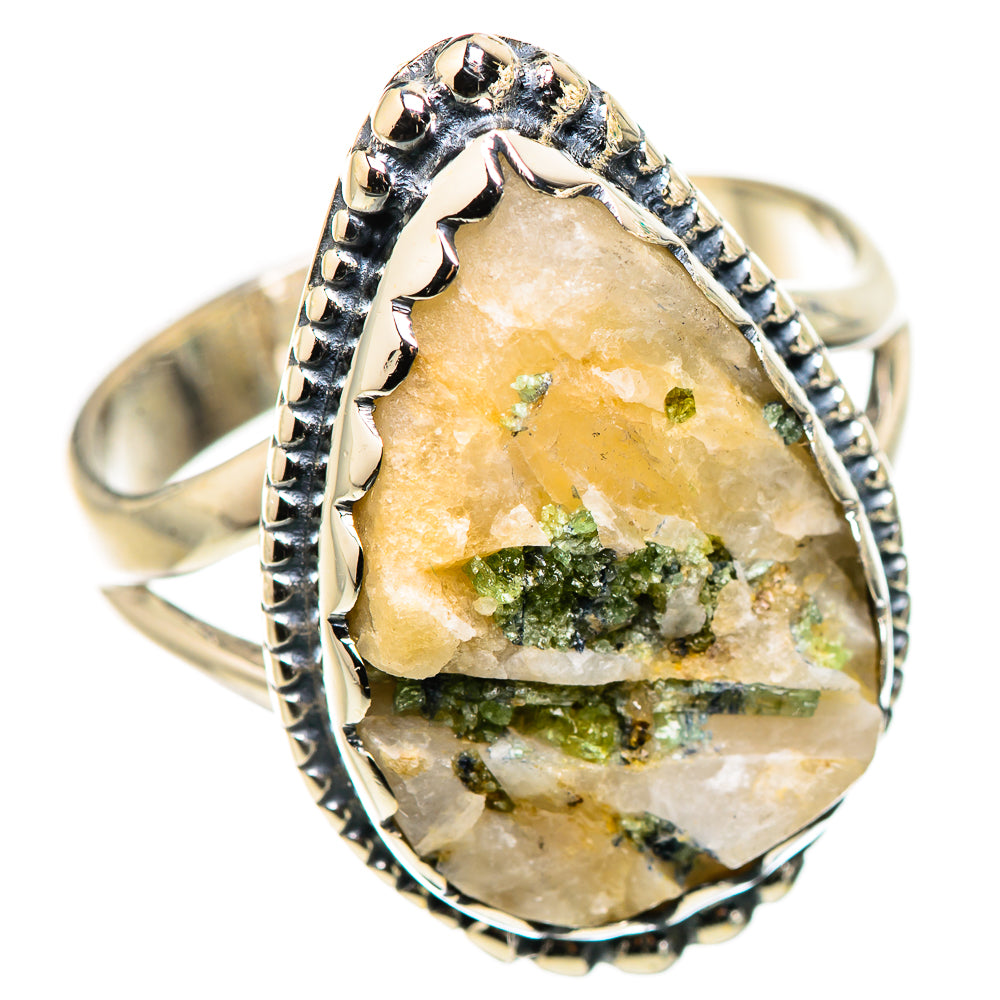 Green Tourmaline In Quartz Rings handcrafted by Ana Silver Co - RING132447 - Photo 2