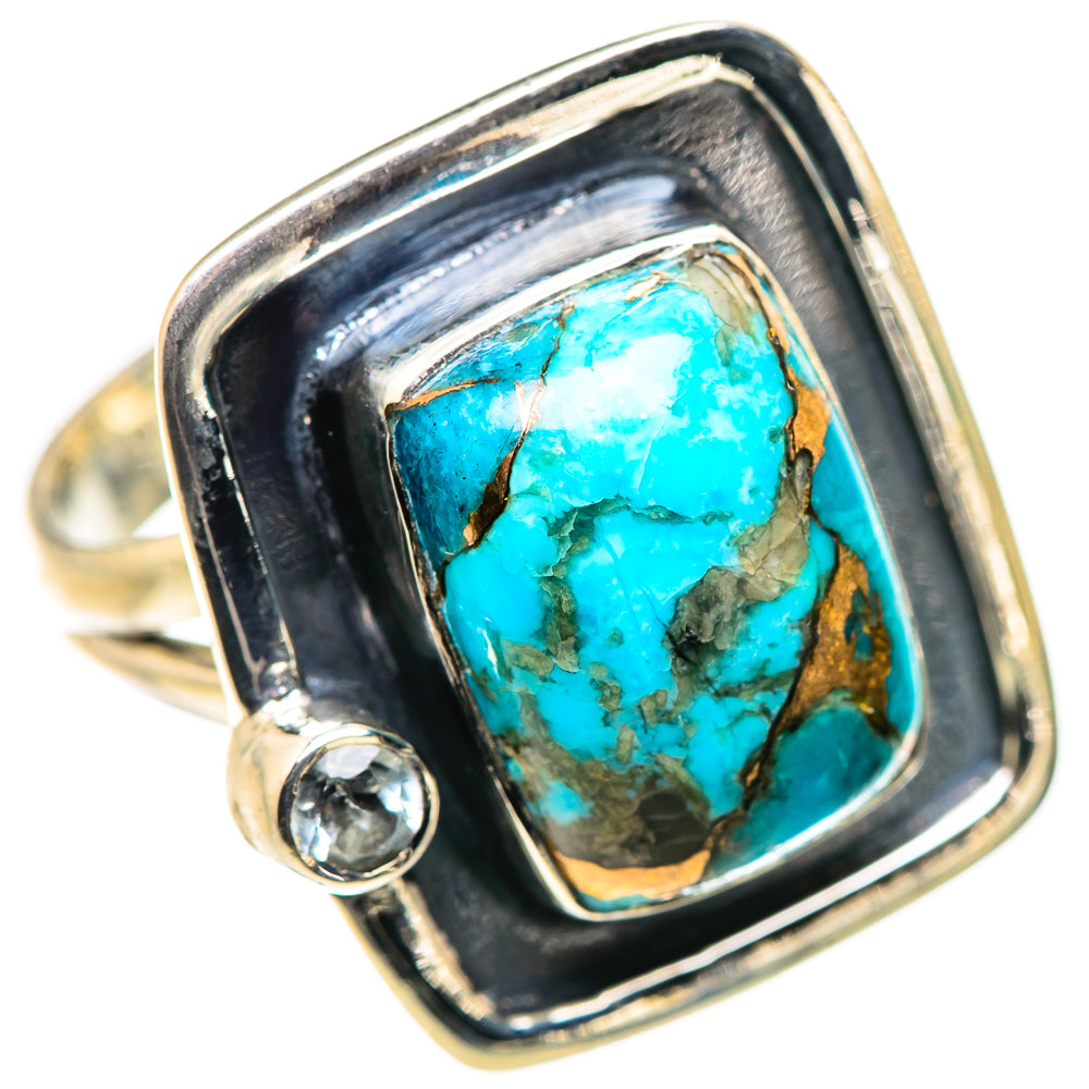 Blue Copper Composite Turquoise Rings handcrafted by Ana Silver Co - RING132492 - Photo 2