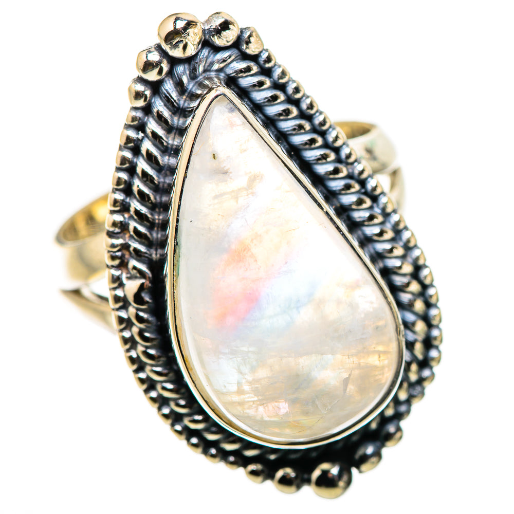 Rainbow Moonstone Rings handcrafted by Ana Silver Co - RING132501 - Photo 2