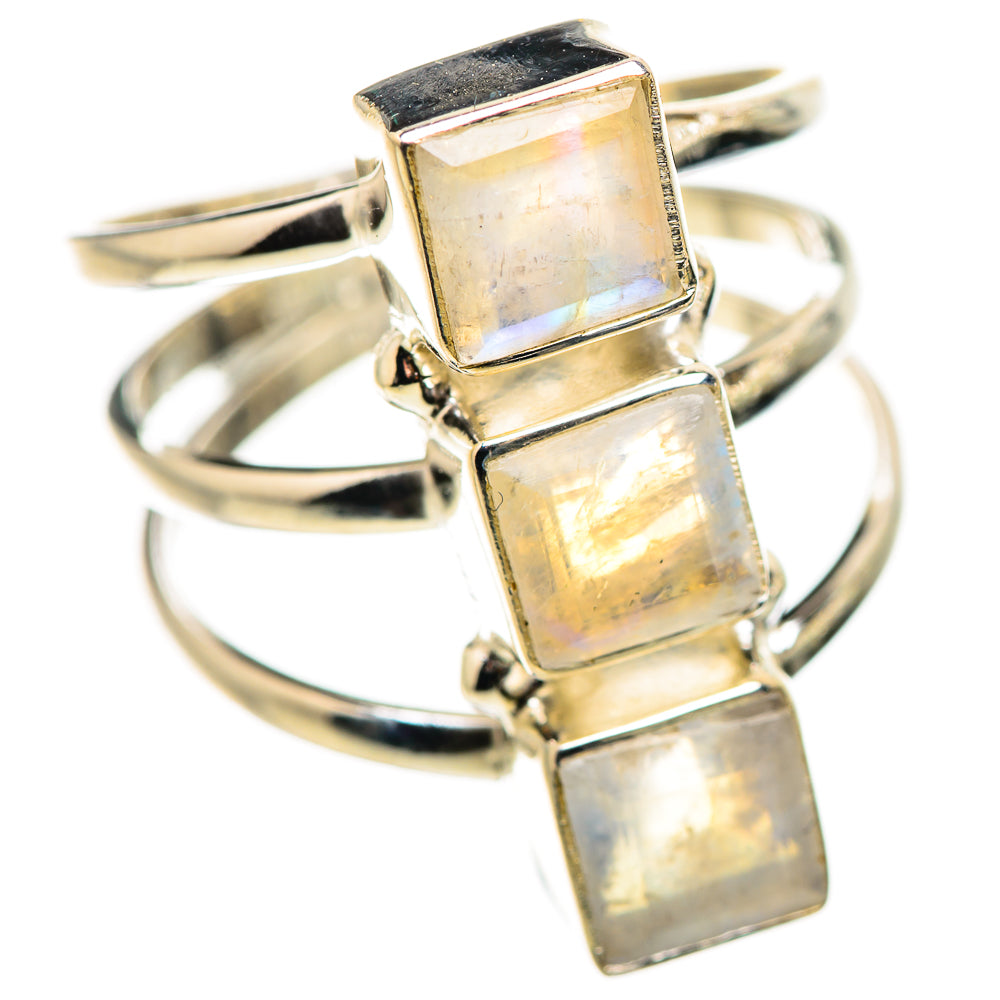 Rainbow Moonstone Rings handcrafted by Ana Silver Co - RING132511 - Photo 2