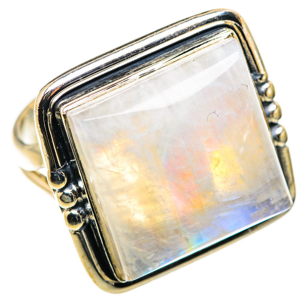 Rainbow Moonstone Rings handcrafted by Ana Silver Co - RING132536 - Photo 2