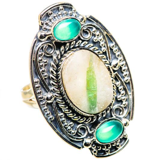 Green Tourmaline In Quartz Rings handcrafted by Ana Silver Co - RING132554 - Photo 2