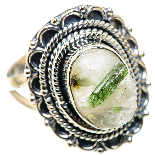 Green Tourmaline In Quartz Rings handcrafted by Ana Silver Co - RING132565 - Photo 2