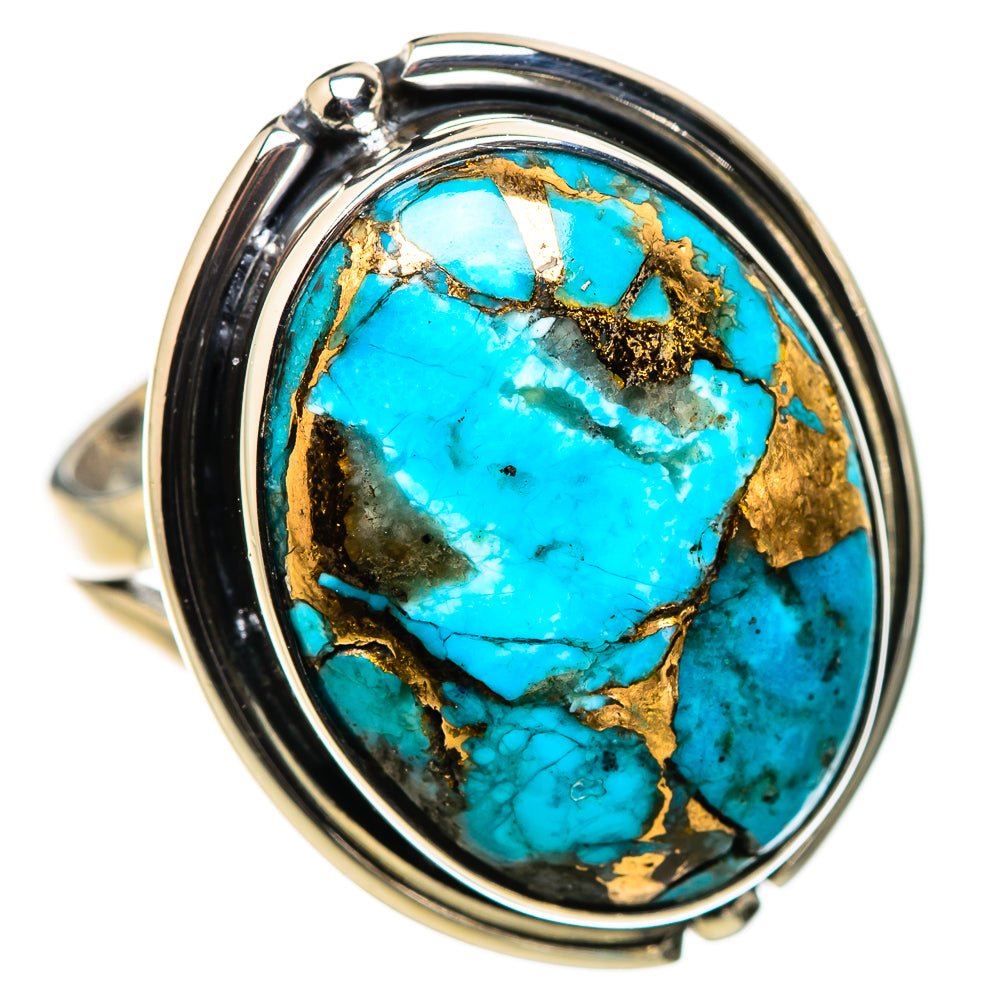 Blue Copper Composite Turquoise Rings handcrafted by Ana Silver Co - RING132606 - Photo 2