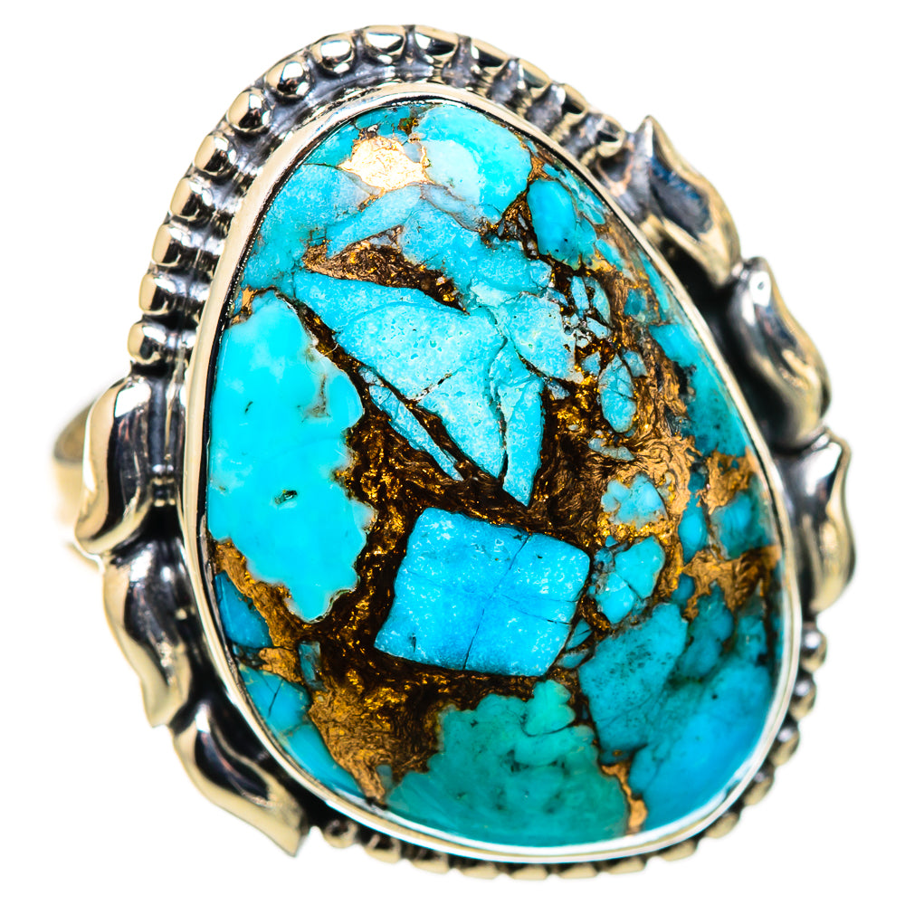 Blue Copper Composite Turquoise Rings handcrafted by Ana Silver Co - RING132629 - Photo 2