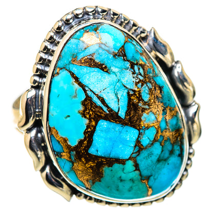 Blue Copper Composite Turquoise Rings handcrafted by Ana Silver Co - RING132629 - Photo 2