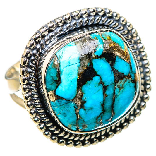 Blue Copper Composite Turquoise Rings handcrafted by Ana Silver Co - RING132648 - Photo 2