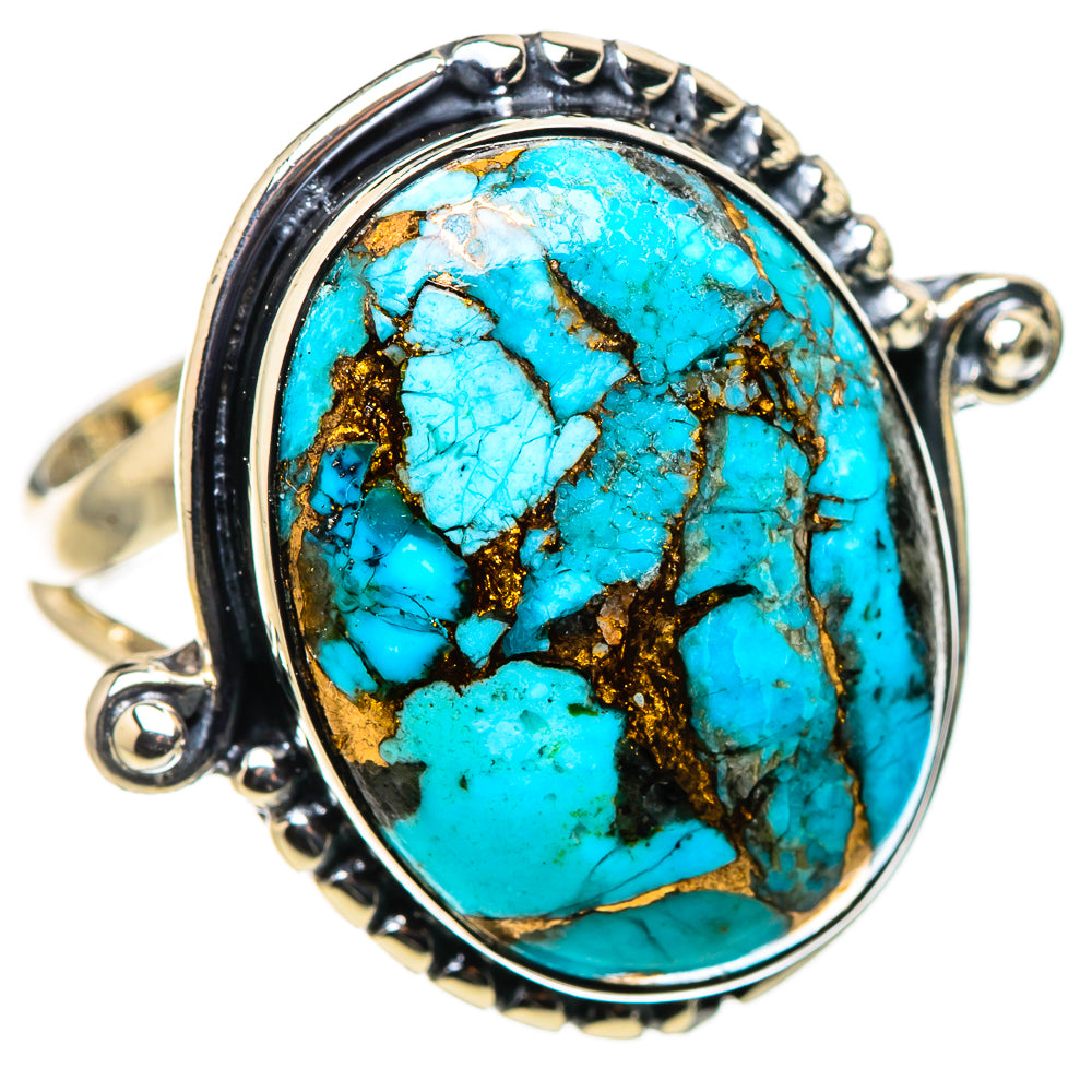 Blue Copper Composite Turquoise Rings handcrafted by Ana Silver Co - RING132670 - Photo 2