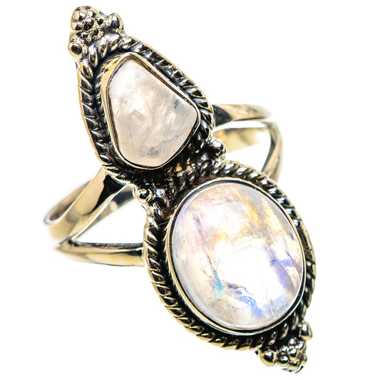 Rainbow Moonstone Rings handcrafted by Ana Silver Co - RING132683 - Photo 2
