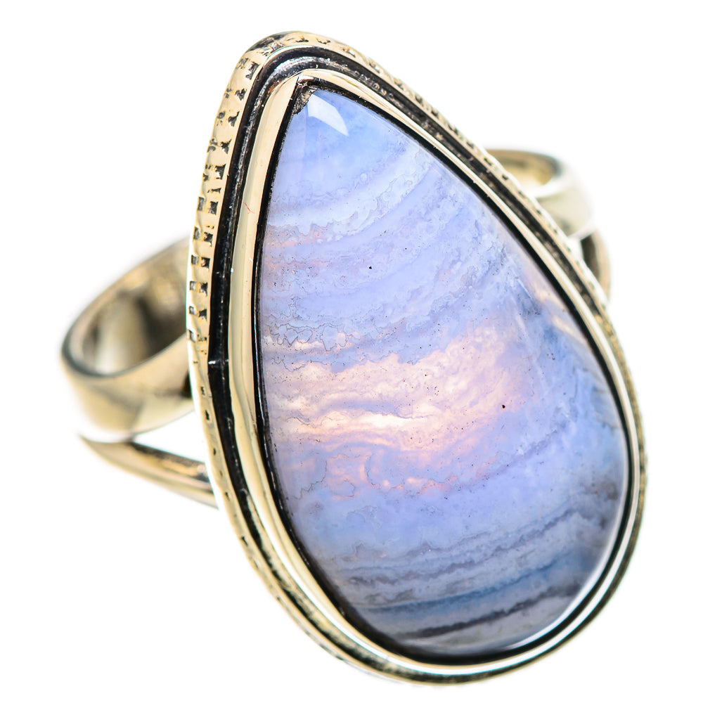 Blue Lace Agate Rings handcrafted by Ana Silver Co - RING132684 - Photo 2