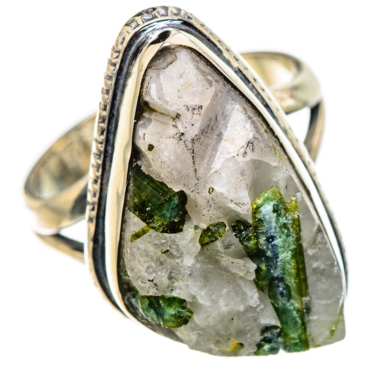 Green Tourmaline In Quartz Rings handcrafted by Ana Silver Co - RING132697 - Photo 2