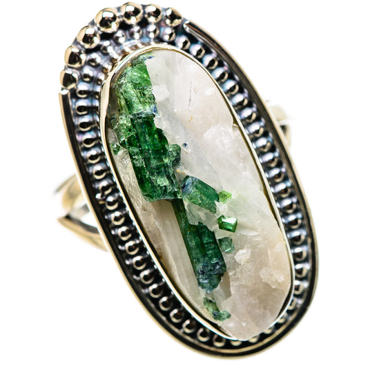 Green Tourmaline In Quartz Rings handcrafted by Ana Silver Co - RING132750 - Photo 2