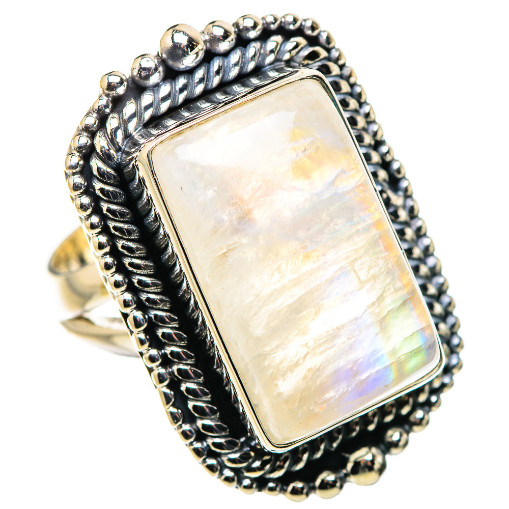 Rainbow Moonstone Rings handcrafted by Ana Silver Co - RING132758 - Photo 2