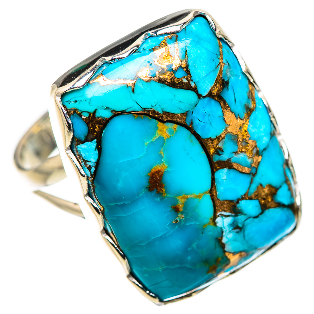 Blue Copper Composite Turquoise Rings handcrafted by Ana Silver Co - RING132769 - Photo 2