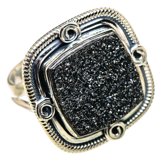 Black Druzy Rings handcrafted by Ana Silver Co - RING132781 - Photo 2