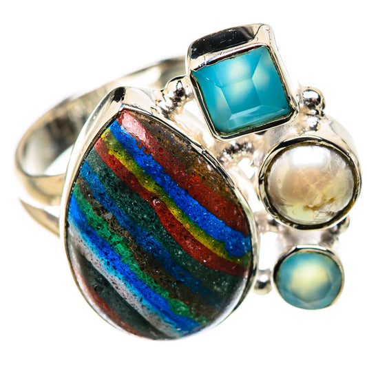 Rainbow Calsilica Rings handcrafted by Ana Silver Co - RING132784 - Photo 2
